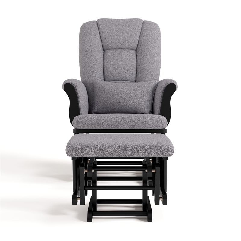 Stork Craft Tuscany Custom Glider and Ottoman in Black and Slate Gray