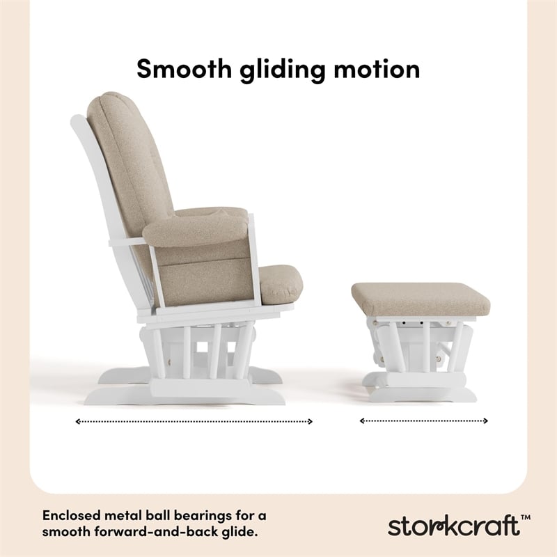 Stork Craft Tuscany Custom Glider and Ottoman in White and Taupe