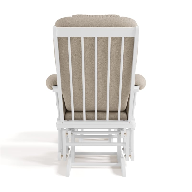 Stork Craft Tuscany Custom Glider and Ottoman in White and Taupe