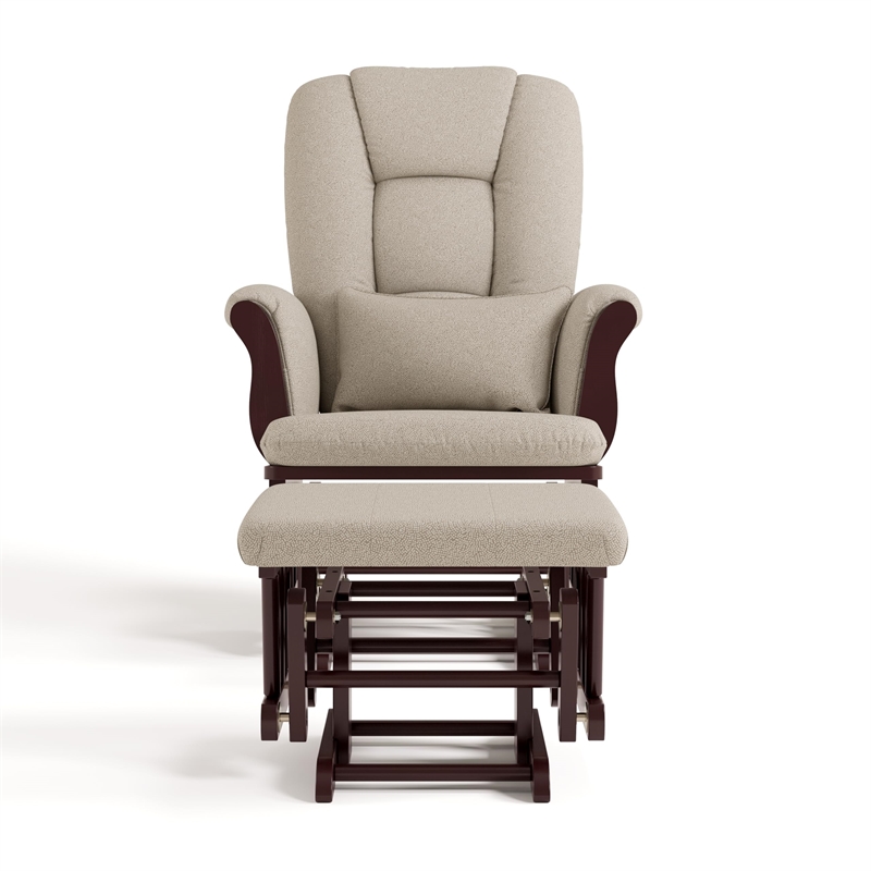 Stork Craft Tuscany Custom Glider and Ottoman in Espresso and Taupe