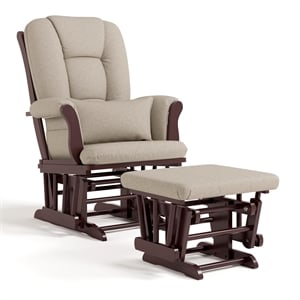 Stork Craft Tuscany Custom Glider and Ottoman in Espresso and Taupe
