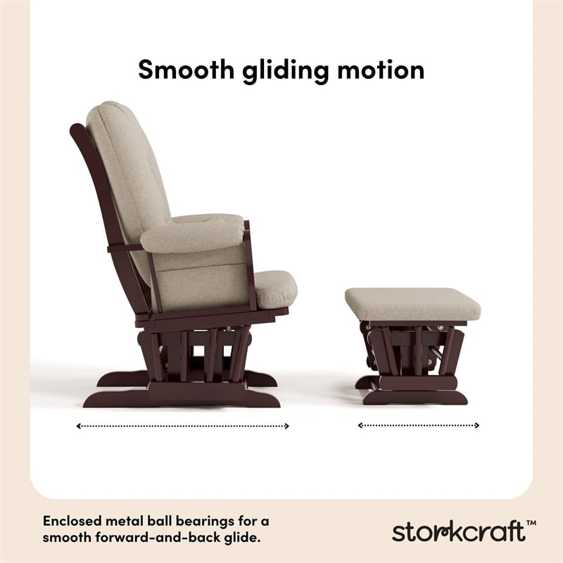 Stork Craft Tuscany Custom Glider and Ottoman in Espresso and Taupe