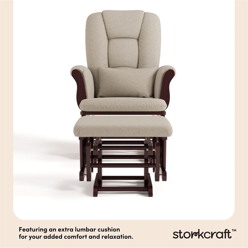 Stork Craft Tuscany Custom Glider and Ottoman in Espresso and Taupe