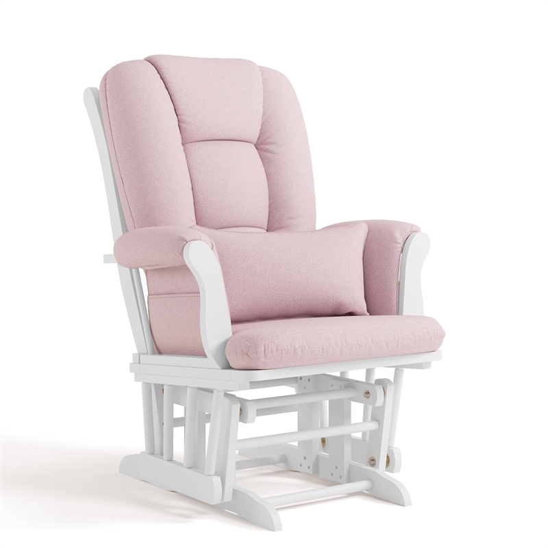 Stork Craft Tuscany Custom Glider and Ottoman in White and Pink Blush