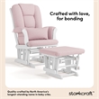 Stork Craft Tuscany Custom Glider and Ottoman in White and Pink Blush