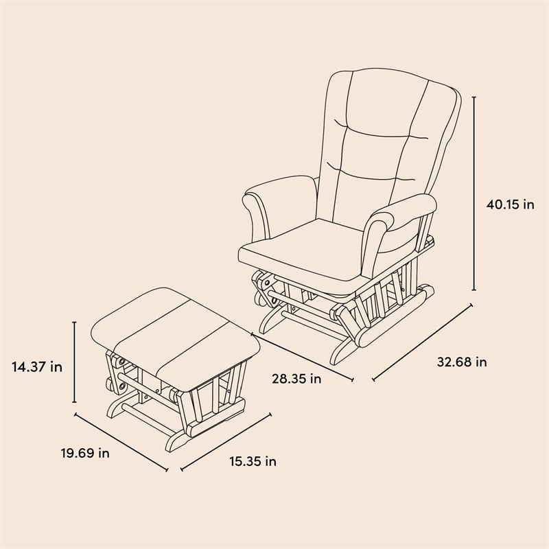 Stork Craft Tuscany Custom Glider and Ottoman in White and Pink Blush