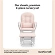 Stork Craft Custom Hoop Glider and Ottoman in White and Pink