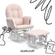 Stork Craft Custom Hoop Glider and Ottoman in White and Pink