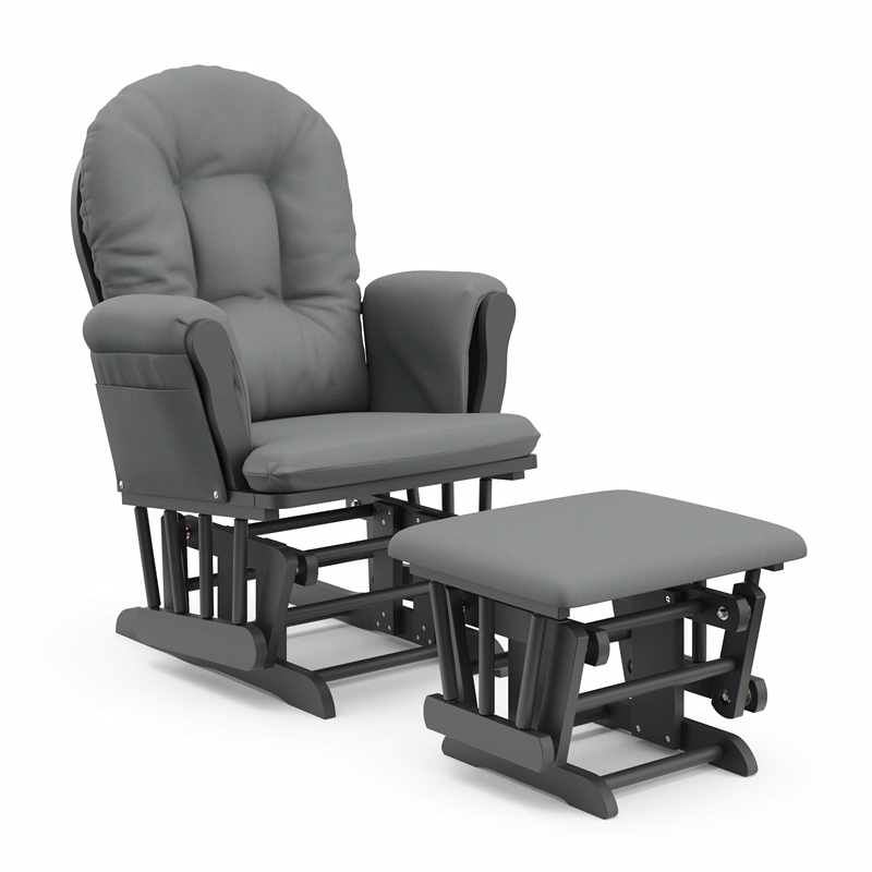 Stork Craft Hoop Custom Glider and Ottoman in Gray and Gray