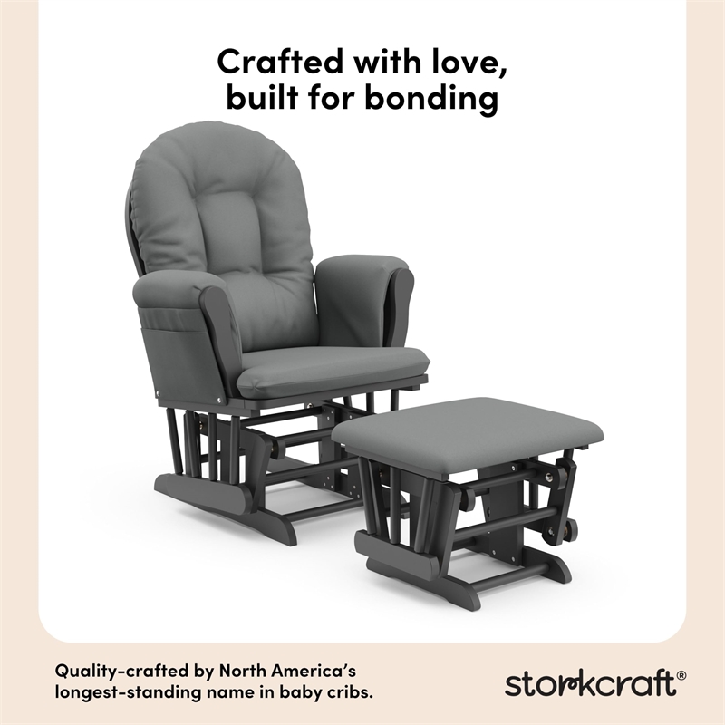 Stork Craft Hoop Custom Glider and Ottoman in Gray and Gray