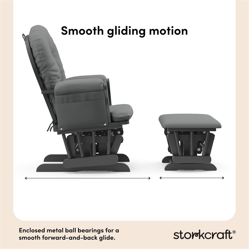 Stork Craft Hoop Custom Glider and Ottoman in Gray and Gray