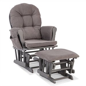 stork craft hoop custom glider and ottoman in gray and gray