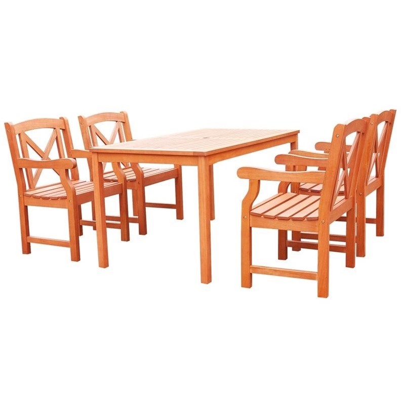 Vifah Malibu 5 Piece Patio Dining Set in Natural