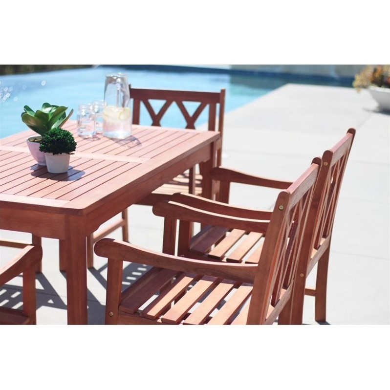 Vifah Malibu 5 Piece Patio Dining Set in Natural