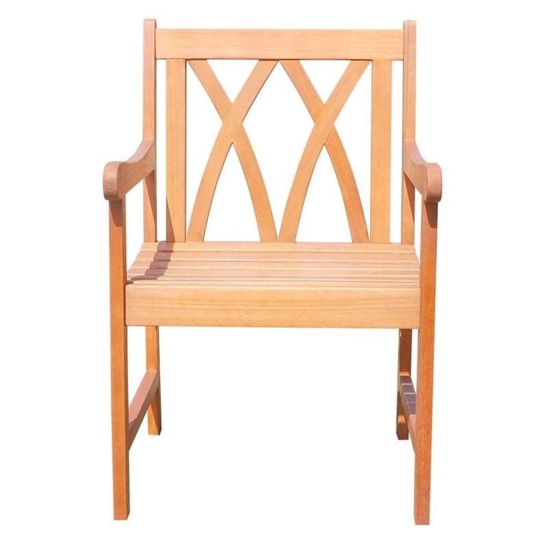 Vifah Malibu 7 Piece Cross Back Patio Dining Set in Natural