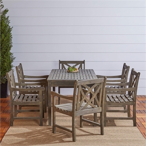 Vifah Renaissance 7 Piece Patio Dining Set in Gray