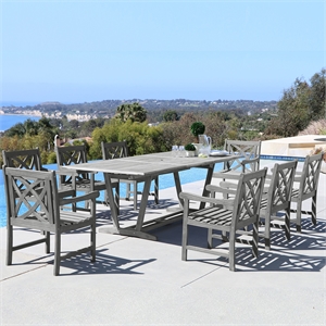 Vifah Renaissance 9 Piece Extendable Patio Dining Set in Gray