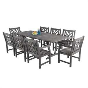 Vifah Renaissance 9 Piece Extendable Hardwood Patio Dining Set