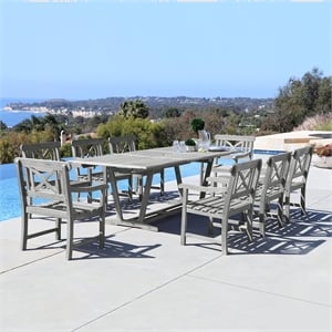 Vifah Renaissance 9 Piece Extendable Hardwood Patio Dining Set
