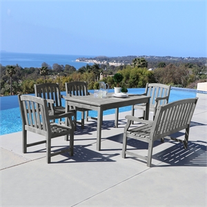 Vifah Renaissance 6 Piece Hardwood Patio Dining Set