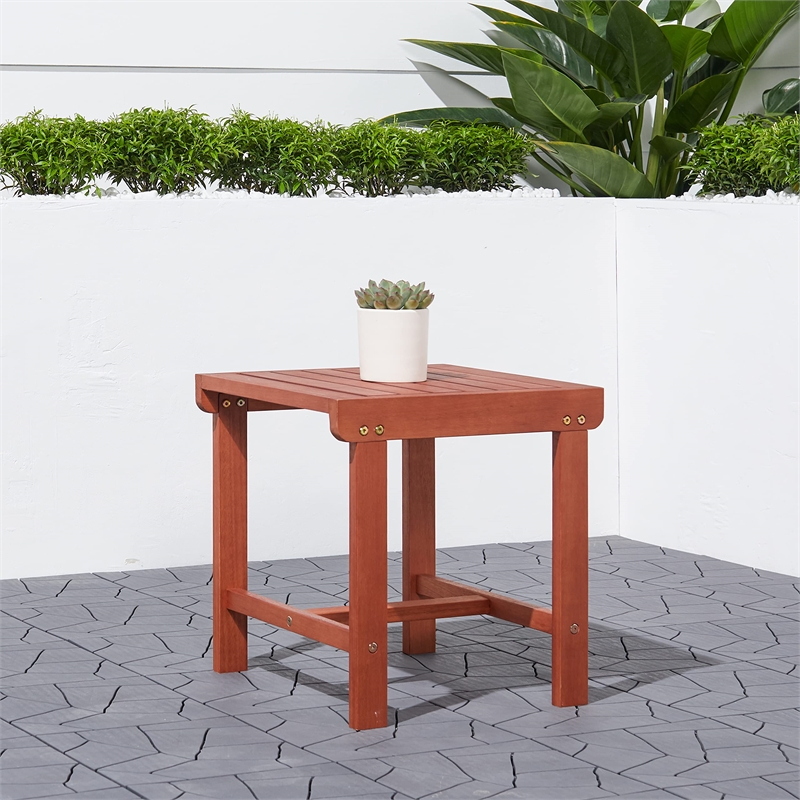 Vifah Malibu Square Patio End Table in Brown