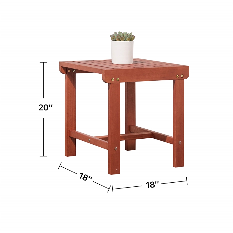 Vifah Malibu Square Patio End Table in Brown