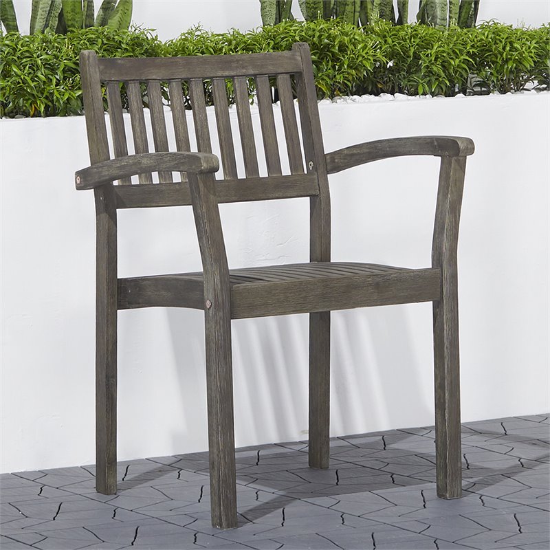 Vifah Renaissance Patio Dining Arm Chair in Gray