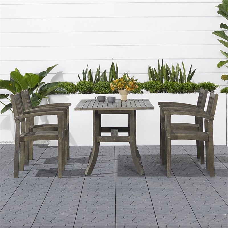 Vifah Renaissance Piece Patio Dining Set in Gray