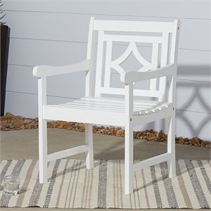 vifah bradley diamond back patio dining arm chair in white