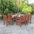 Vifah Malibu 7 Piece Curve Base Patio Dining Set in Natural