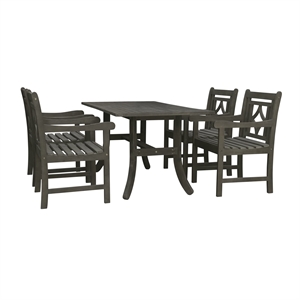 Vifah Renaissance 5 Piece Curve Base Patio Dining Set in Vista Gray