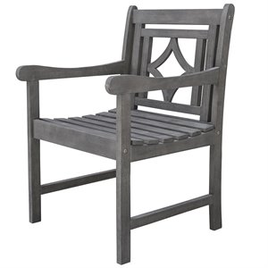 vifah renaissance diamond back patio dining arm chair in vista gray
