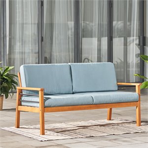 Vifah Gloucester Contemporary Solid Wood 2-Seater Patio Sofa in Golden Oak