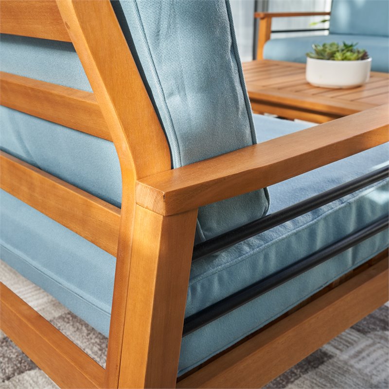 Vifah Gloucester 4-Piece Solid Wood Patio Sofa in Golden Oak