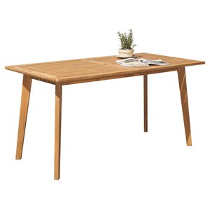 Vifah Chesapeake Solid Wood Patio Dining Table in Golden Oak