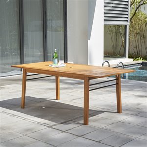 Vifah Gloucester Contemporary Solid Wood Patio Dining Table in Golden Oak