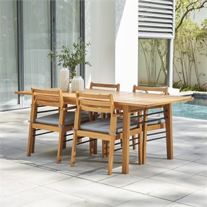 Vifah Gloucester Contemporary 5-Piece Solid Wood Patio Dining Set in Natural