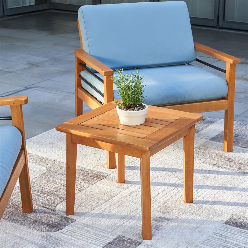 Vifah Gloucester 3-Piece Solid Wood Patio Club Conversation Set in Golden Oak