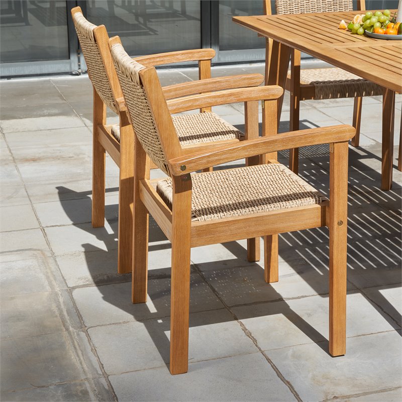 Vifah Chesapeake Solid Wood Patio Dining Chair In Golden Oak Set Of 2 Cymax Business - Oak Patio Dining Chair