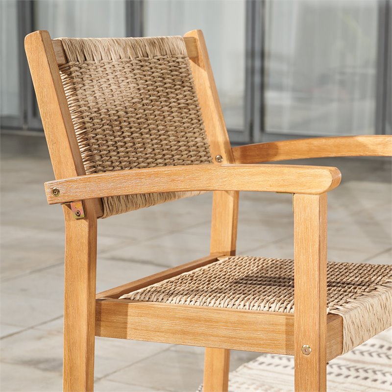 Vifah Chesapeake Solid Wood Patio Dining Chair in Golden Oak Set of 2