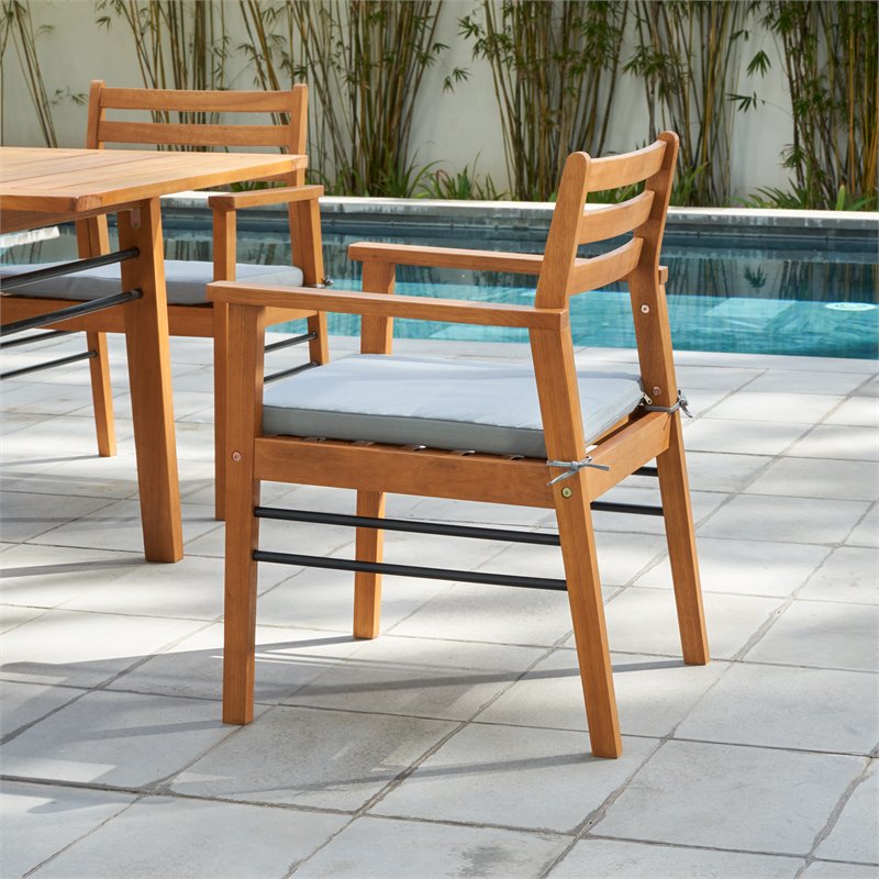 Vifah Gloucester Contemporary Solid Wood Patio Dining Chair In Golden Oak Cymax Business - Oak Patio Dining Chair