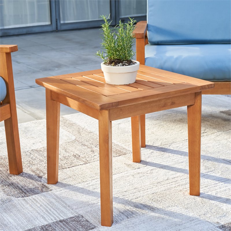 Vifah Gloucester Contemporary Solid Wood Patio End Table in Golden Oak ...