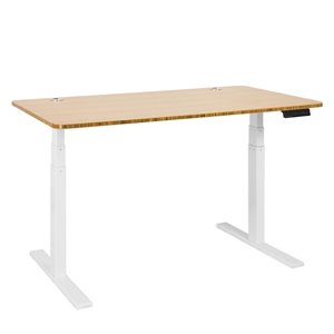 Vifah SmartDesk Adjustable Classic Metal Standing Desk in White and Bamboo