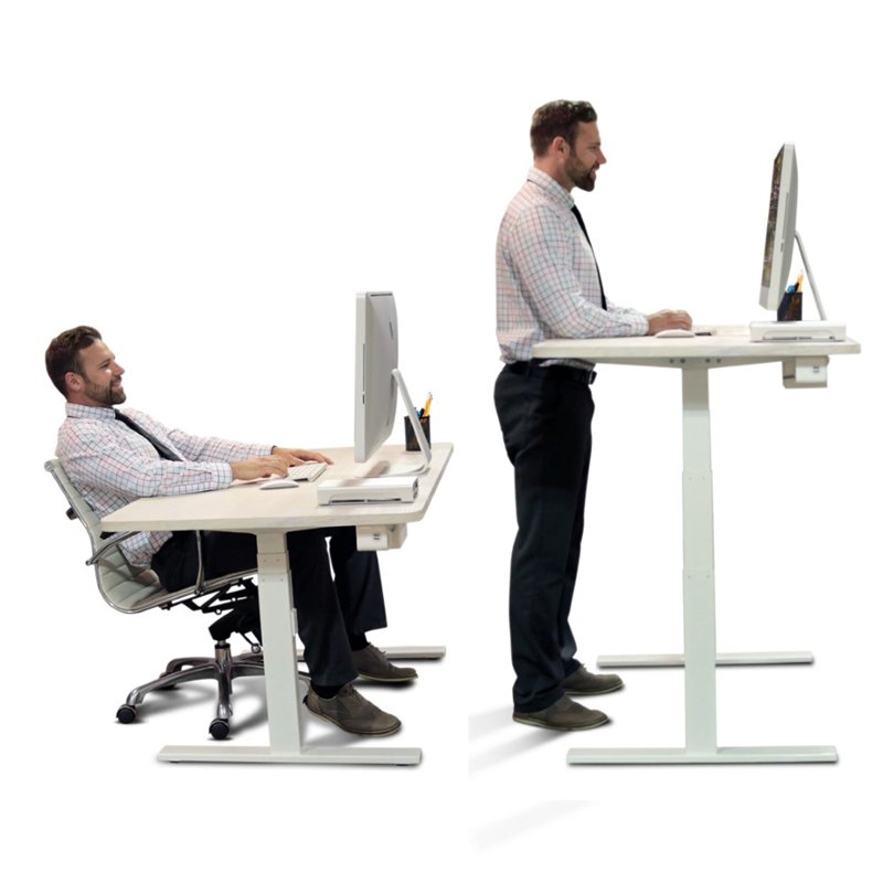 Vifah SmartDesk Adjustable Classic Metal Standing Desk in White and Walnut