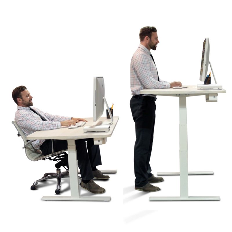 Vifah SmartDesk Adjustable Classic Metal Standing Desk in White and Black