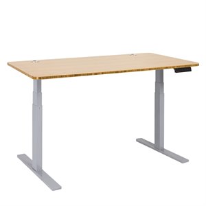 Vifah SmartDesk Adjustable Classic Metal Standing Desk in Gray and Bamboo