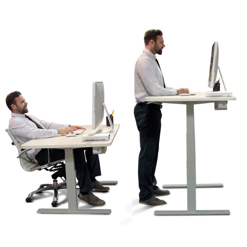 Vifah SmartDesk Adjustable Classic Metal Standing Desk in Gray and Black