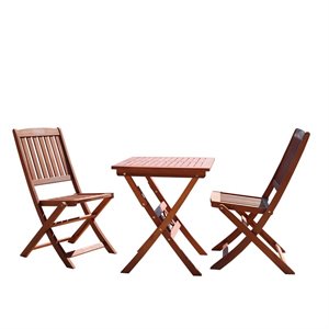vifah malibu glaser patio 3 piece folding bistro set with folding chairs