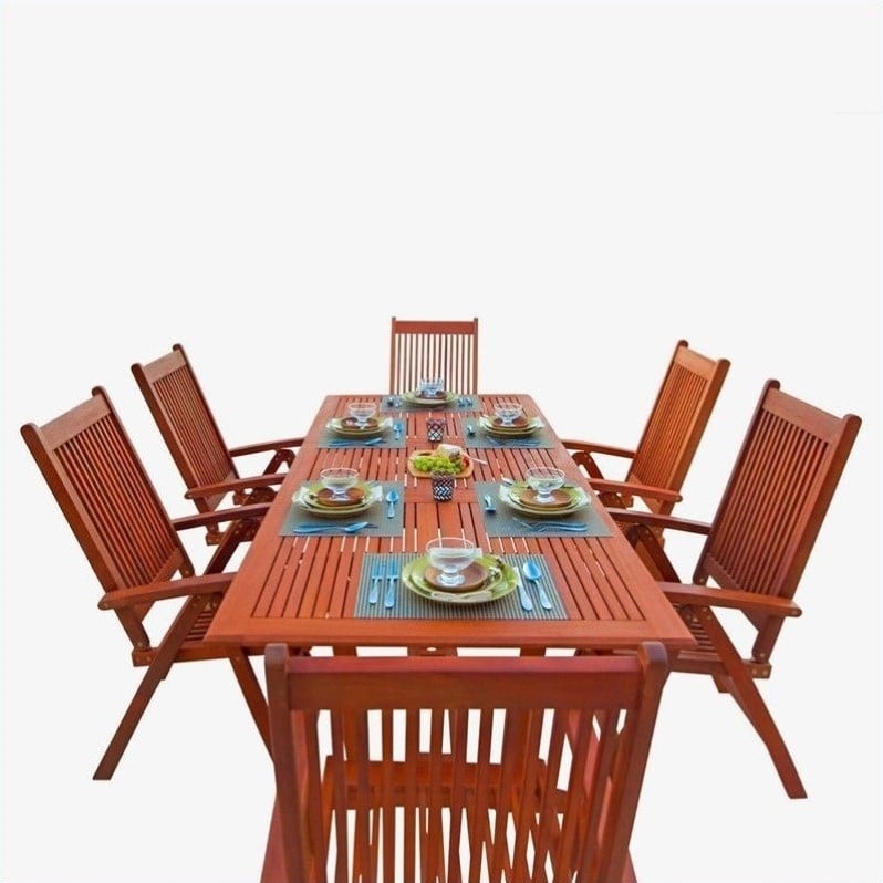 Vifah Malibu 7 Piece Wood Patio Dining Set