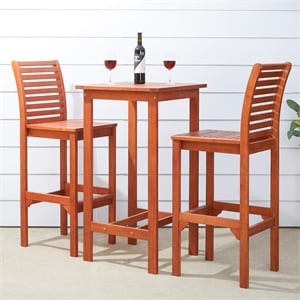 Vifah Malibu Dartmoor 3 Piece Wood Patio Dining Set